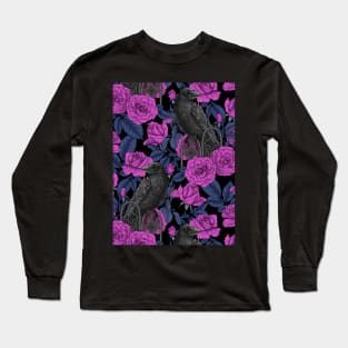 Ravens and pink roses Long Sleeve T-Shirt